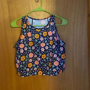 Floral Stretchy Three Quarter Sports Tank